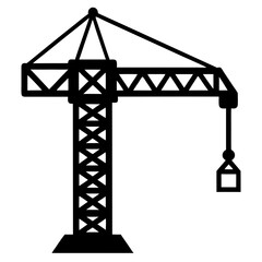 Construction crane vector silhouette 