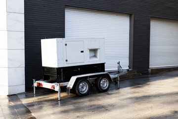 there's a white generator in the driveway
