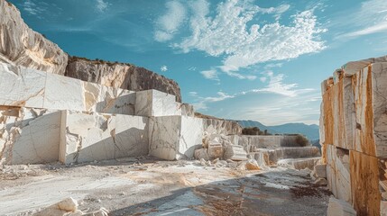 Majestic Marble Quarry Under Clear Sky