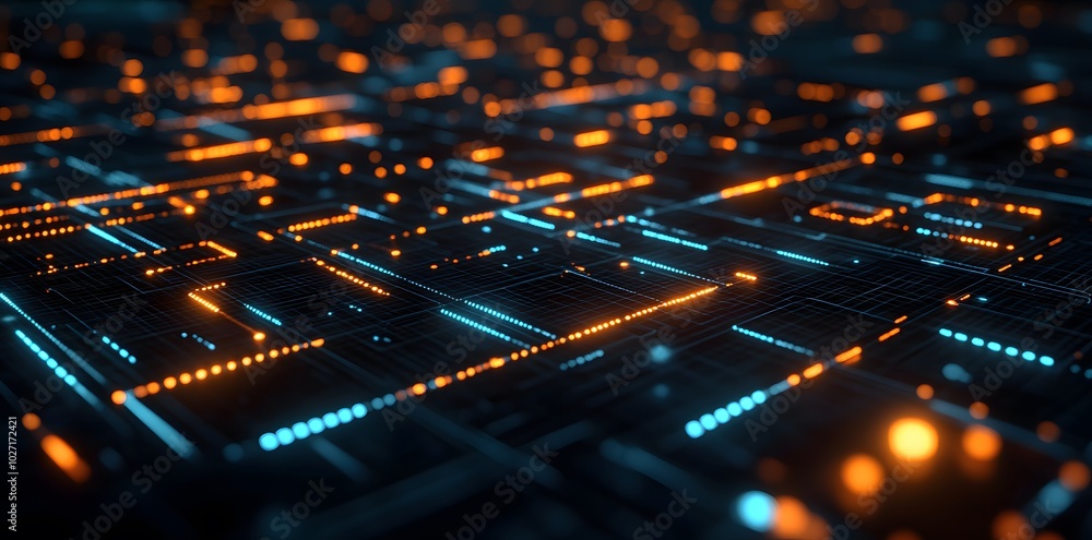 Aufkleber abstract digital network with glowing lines and dots