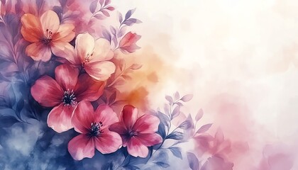 Obraz premium Beautifully designed watercolor flowers frame, showcasing a rich palette of colors and textures, ideal for enhancing greeting cards or personal stationery