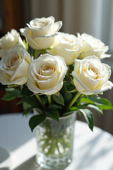 Obraz premium white roses in a vase