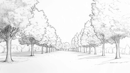 View row trees princess architectural sketch pines everywhere botanic garden using toon
