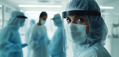 Experiments being conducted by healthcare professionals in a research facility.