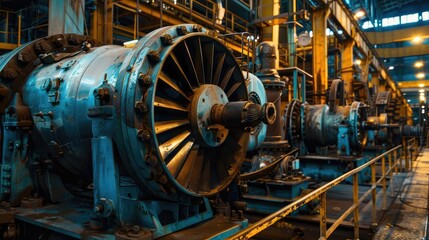 Massive Industrial Turbines in a Factory Setting
