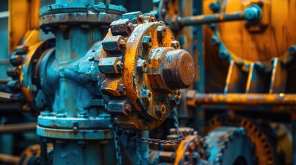 Obraz premium Rusty Industrial Machinery Close-up