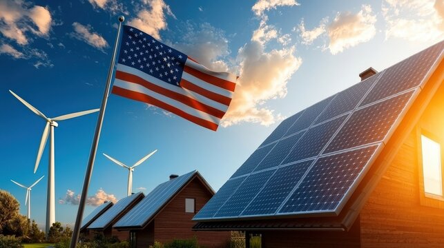 Renewable Energy with Solar Panels and Wind Turbines - Powered by Adobe