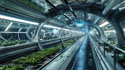 Obraz premium Futuristic Hydroponic Greenhouse Interior