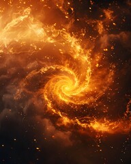 Fiery Spiral Inferno Engulfing the Sky Symbolizing Uncontrollable Chaos and Destructive Forces