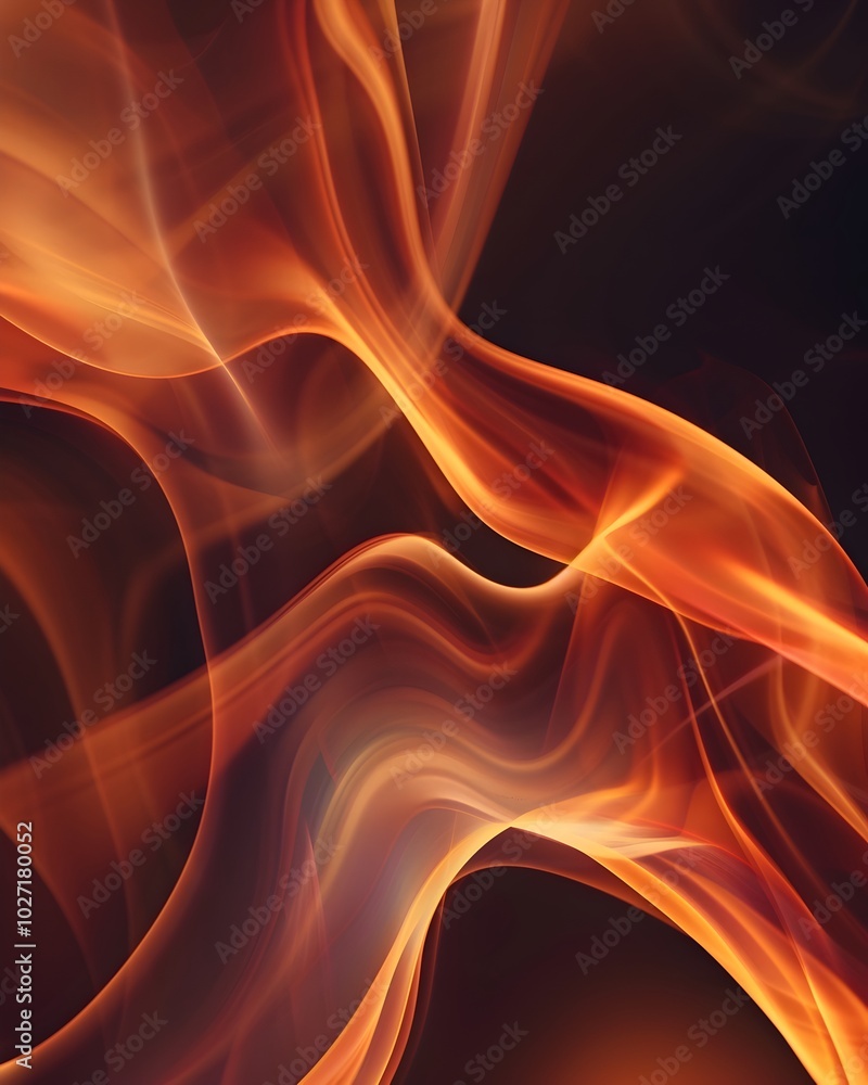 Poster vibrant abstract fire shapes with fluid and flowing flame lines dynamic background
