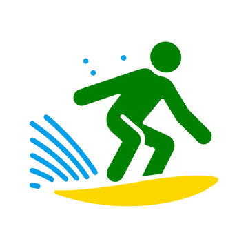 recommend clip art: サーフィンをしている人のピクトグラム風イラスト　透過背景の切り抜き