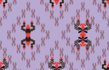 Ikat ethnic tribal ,handmade native pattern motif. Ethnic ikat abstract background art.Ikat geometric  ethnic oriental seamless pattern.Design for fabric pattern , textile ,printing and other project.