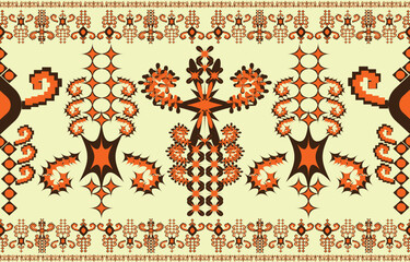 Ikat ethnic tribal ,handmade native pattern motif. Ethnic ikat abstract background art.Ikat geometric  ethnic oriental seamless pattern.Design for fabric pattern , textile ,printing and other project.