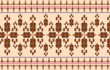 Ikat ethnic tribal ,handmade native pattern motif. Ethnic ikat abstract background art.Ikat geometric  ethnic oriental seamless pattern.Design for fabric pattern , textile ,printing and other project.