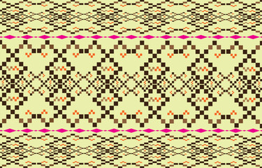 Ikat ethnic tribal ,handmade native pattern motif. Ethnic ikat abstract background art.Ikat geometric  ethnic oriental seamless pattern.Design for fabric pattern , textile ,printing and other project.