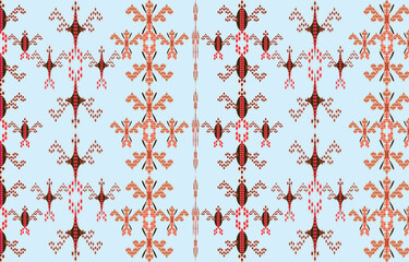 Ikat ethnic tribal ,handmade native pattern motif. Ethnic ikat abstract background art.Ikat geometric  ethnic oriental seamless pattern.Design for fabric pattern , textile ,printing and other project.