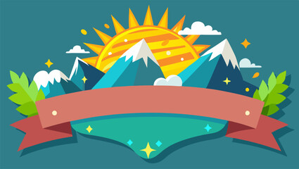 Daylight saving time ends banner design with sun and mountain landscape concept