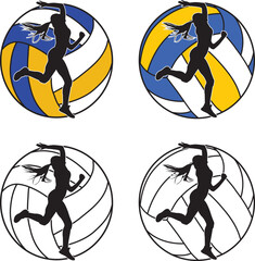 Female Volleyball Player, Volleyball Girl Player, Sport Silhouette, Volleyball Cut Files