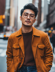 Fototapeta premium man walking on the street