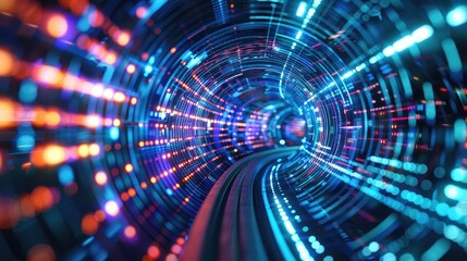 Fototapeta premium Futuristic Light Tunnel in Motion