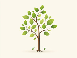 Obraz premium vibrant tree with lush green leaves symbolizes growth and prosperity, standing tall against light background. Its roots and leaves represent connection to nature and financial well being