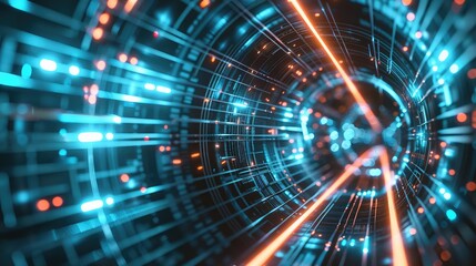 Obraz premium Futuristic Digital Data Tunnel
