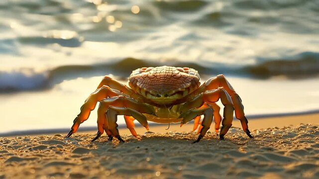 Crab on the Shoreline in Golden Light
