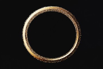 A golden, ring-shaped frame on the left side of an empty black background, with glitter and sparkle effects, creates a luxurious atmosphere