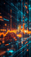 Obraz premium Financial analysis of insurance policies, with printed graphs and a digital screen showing real-time data side by side Stock Photo with side copy space