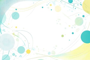Abstract flat vector background with simple shapes and lines in pastel blue, green, and yellow colors on a white background