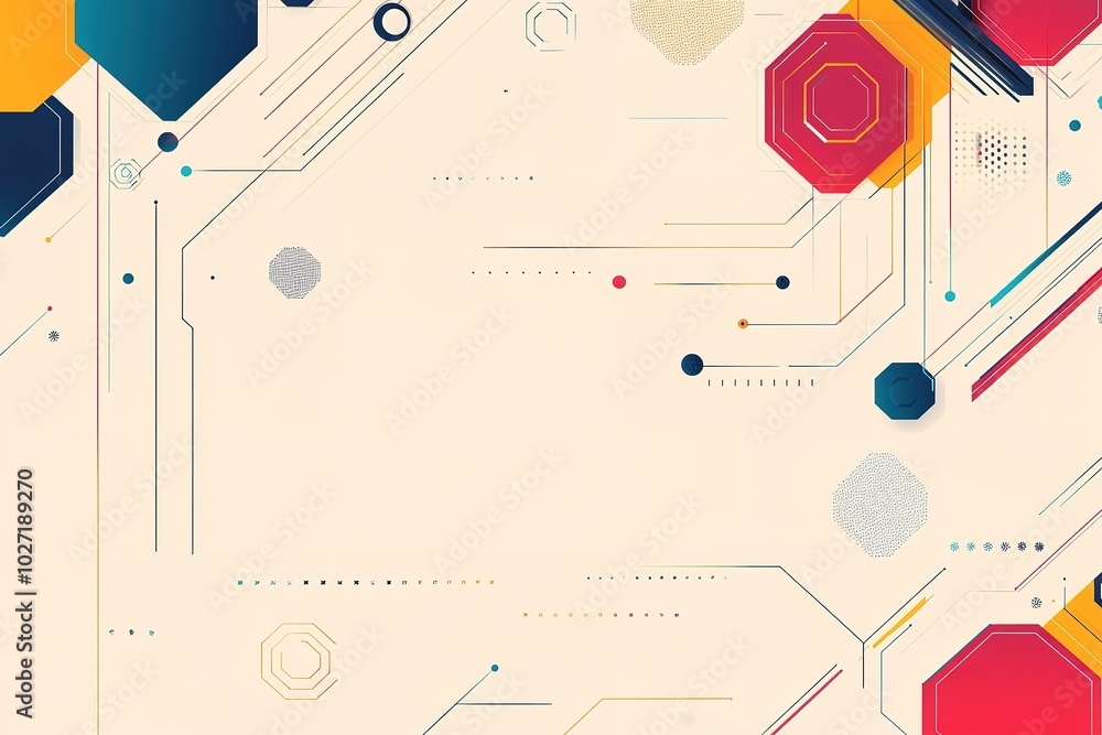 Poster abstract technology background with hexagons and lines, in a white color vector illustration with a 