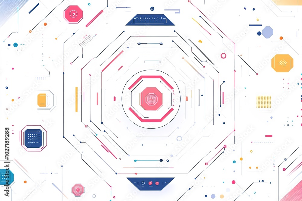 Aufkleber abstract technology background with hexagons and lines, in a white color vector illustration with a 