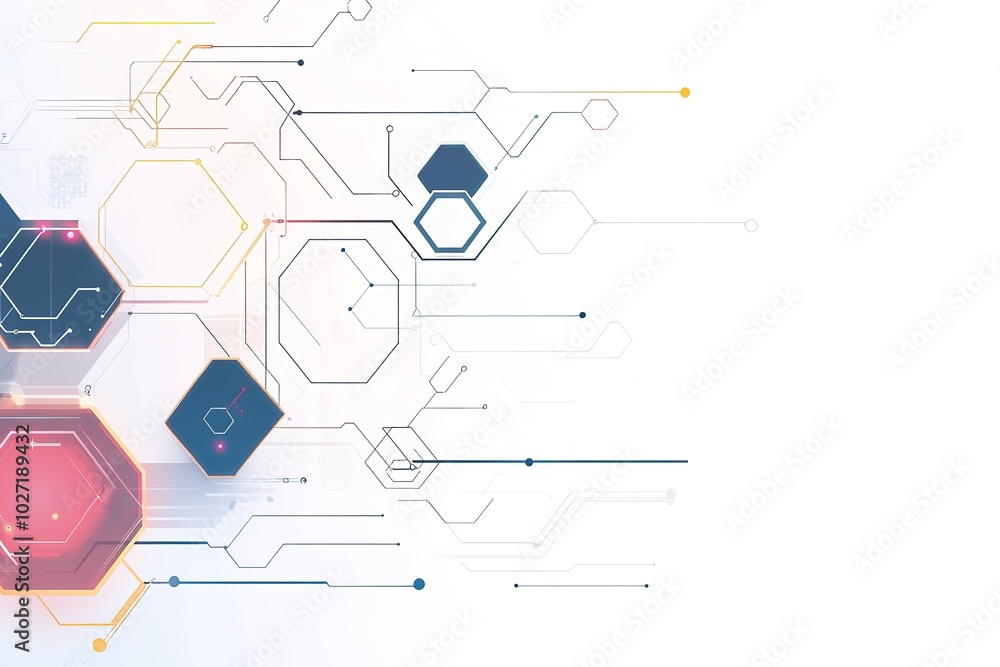 Poster abstract technology background with hexagons and lines, in a white color vector illustration with a 