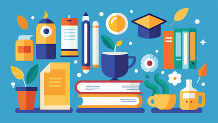 Colorful book club elements collection for learning and literature enthusiasts