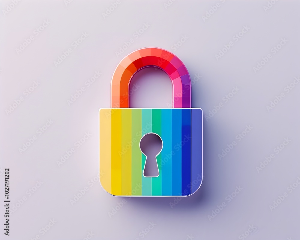 Poster vibrant rainbow colored padlock icon symbolizing diversity and inclusivity in security practices