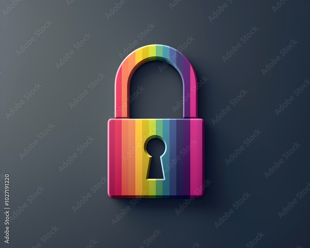 Poster vibrant padlock icon symbolizing diversity and inclusivity in security practices