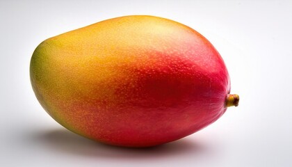 Vibrant, Ripe Mango on White Background. Close-up of Fresh Tropical Fruit with Detailed Red and Yellow Skin for Food, Nutrition, and Product Design Concepts