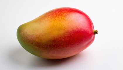Vibrant, Ripe Mango on White Background. Close-up of Fresh Tropical Fruit with Detailed Red and Yellow Skin for Food, Nutrition, and Product Design Concepts