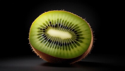 High-Resolution Macro Close-Up of Fresh Kiwi Slice with Detailed Seeds and Textured Flesh, Perfect for Healthy Eating Concepts, Food Blogs, and Organic Fruit Marketing Materials