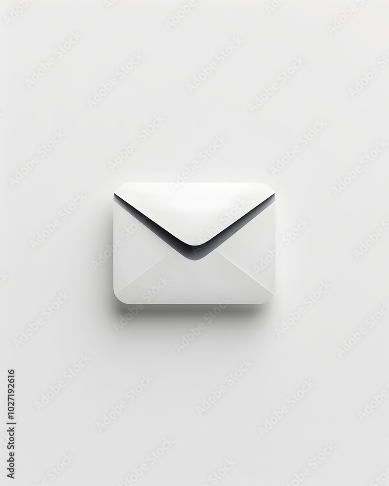 Poster minimalist email icon on white background symbolizing efficient communication