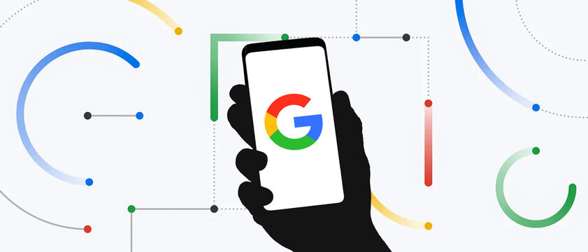 Google logotype displayed on phone