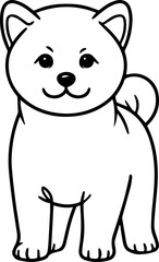 Black Line Art Cute Small Dog Pet Stand Pose Hand Drawn Illustration