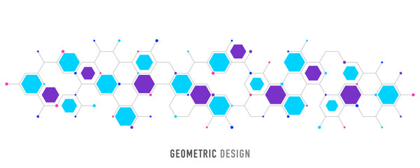 Genetic engineering and molecular structure, hexagon DNA network, science chemical and biotechnology concept, innovation technology, healthcare, and medicine design.