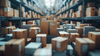 Many box in warehouse, delivery concept.