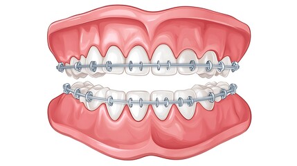 Obraz premium Illustration of Transparent Braces on Teeth