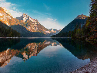 Fototapeta premium calm lake with mountains