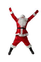 Full length portrait of Santa Claus isolated on transparent background.