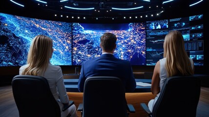 Modern Business Communication: Employees Engage with Clients via Video Screen