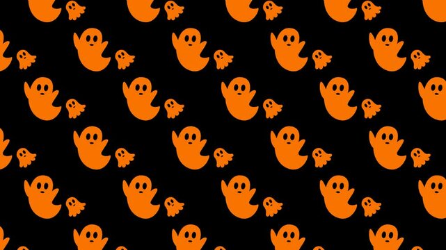 Loop Background. Cartoon halloween ghost, ghosted spooky spirit and mysterious phantoms. 4K video footage 