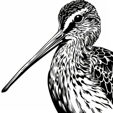 recommend clip art: Clean Line Art of a Snipe on White Background